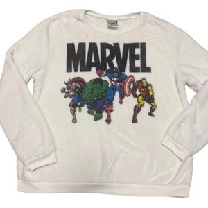 Marvel Comics Avengers White Plush Crewneck Sweatshirt